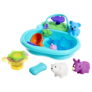 Набор игрушек для купания с ванночкой 'Купание зверят'12 предметов, МИКС