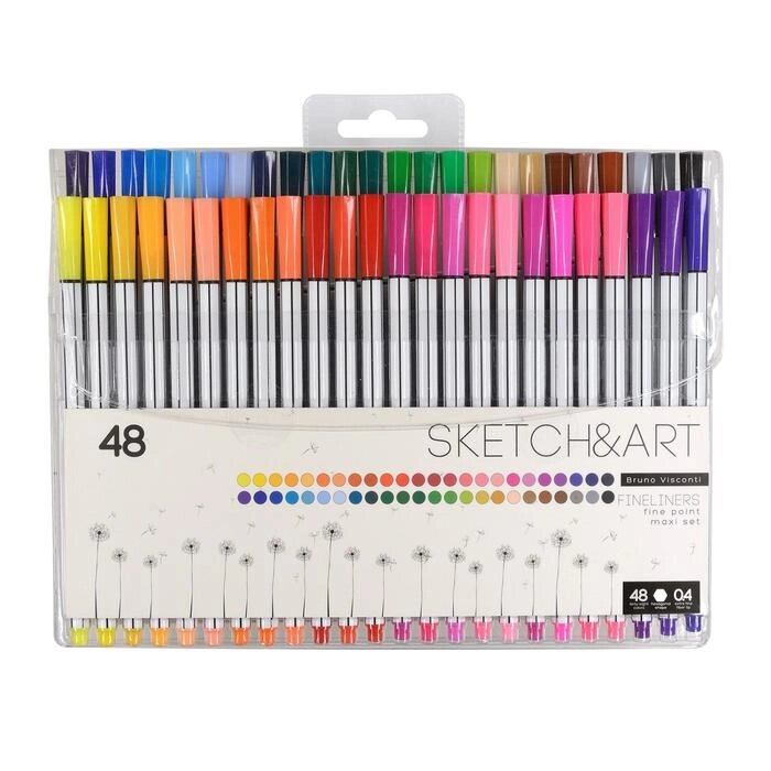 Набор капиллярных ручек 48 цветов Sketch art, 0,4 мм от компании Интернет-магазин "Flap" - фото 1