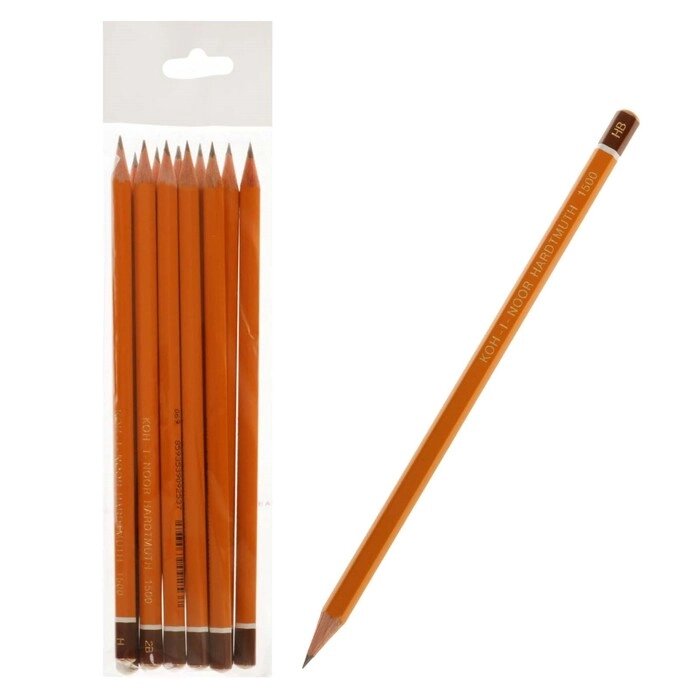 Набор карандашей чернографитных разной твердости 12 штук Koh-I-Noor 1500/12, 3B-3H от компании Интернет-магазин "Flap" - фото 1