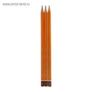 Набор карандашей чернографитных разной твердости 3 штуки Koh-I-Noor 1500/3, HB, B, H, в пакете