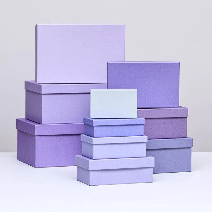Набор коробок 10 в 1 'Оттенки фиолетового', 32,5 х 20 х 12,5 - 12 х 7 х 4 см от компании Интернет-магазин "Flap" - фото 1