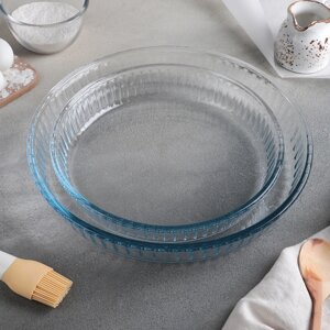 Набор круглой посуды из жаропрочного стекла для запекания Borcam, 2 предмета 1,6 л, 2,6 л