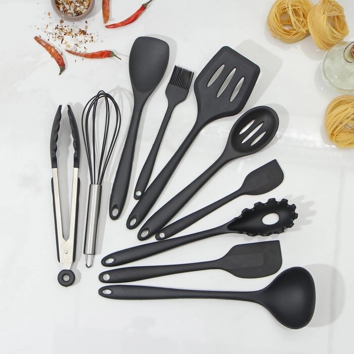 Набор кухонных принадлежностей Black, 10 предметов, цвет чёрный от компании Интернет-магазин "Flap" - фото 1