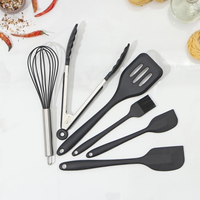 Набор кухонных принадлежностей Black, 6 предметов, цвет чёрный от компании Интернет-магазин "Flap" - фото 1