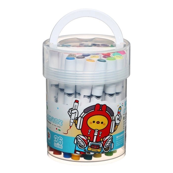 Набор маркеров, 36 цветов, кистеобразный наконечник, в пластиковой коробке от компании Интернет-магазин "Flap" - фото 1