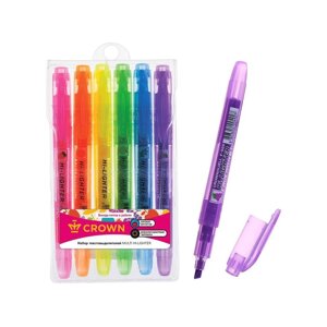 Набор маркеров текстовыделителей 6 цветов 1-4 мм, Crown 'Multi Hi-Lighter Aroma'ароматизированные, чехол