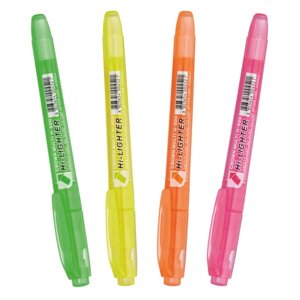 Набор маркеров текстовыделителей Crown, Multi Hi-Lighter'4 штуки, 4 цвета, 1.0-4.0 мм, чернила на водной основе,