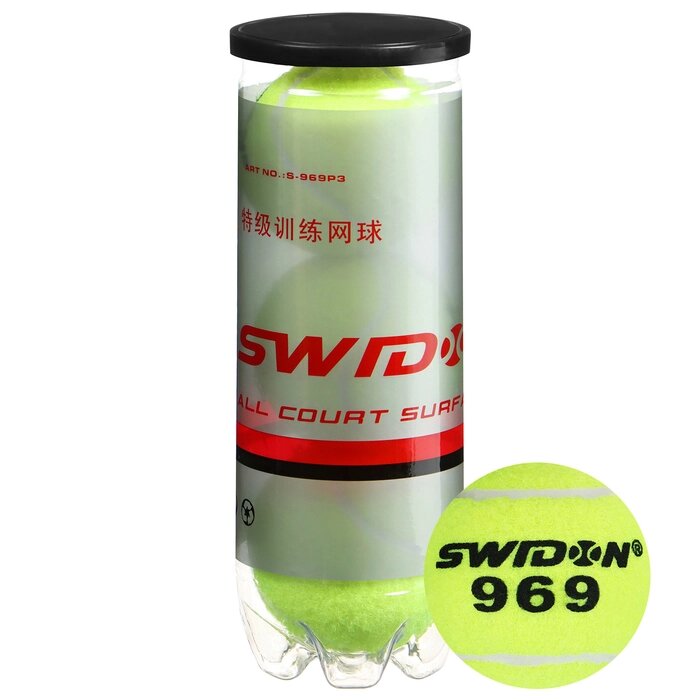 Набор мячей для большого тенниса SWIDON 969 тренировочный, 3 шт. от компании Интернет-магазин "Flap" - фото 1