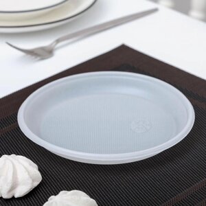 Набор одноразовых тарелок, d17 см, 10 шт, цвет белый