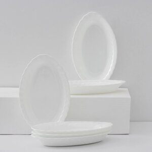 Набор овальных тарелок Luminarc Trianon, d22 см, стеклокерамика, 6 шт, цвет белый