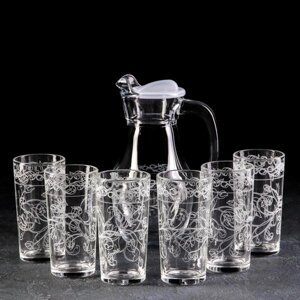 Набор питьевой с гравировкой 'Флора'7 предметов графин 1 л, стаканы 230 мл, 6 шт