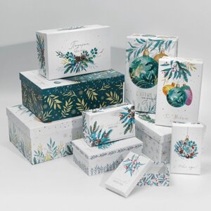 Набор подарочных коробок 10 в 1 'Счастливого Нового года'12 x 7 x 4 - 32.5 x 20 x 12.5 см