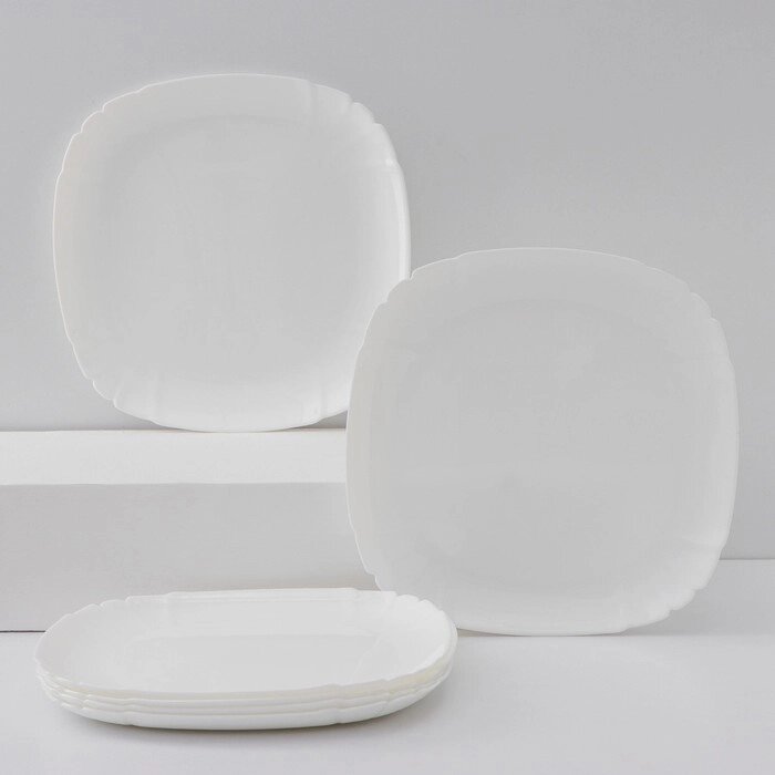 Набор подстановочных тарелок Luminarc Lotusia, d25,5 см, стеклокерамика, 6 шт, цвет белый от компании Интернет-магазин "Flap" - фото 1