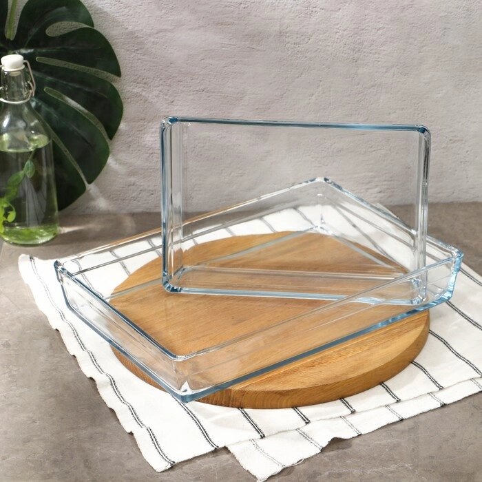 Набор посуды для СВЧ Borcam, стеклянный, 2 предмета 2.5 л, 4.35 л, 28.7x19.7x6 см, 36.7x25.7x6 см от компании Интернет-магазин "Flap" - фото 1