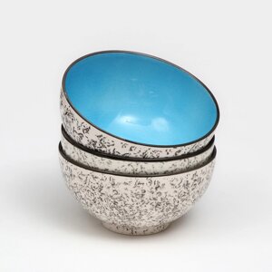 Набор посуды 'Салатный'керамика, синий, 3 предмета d15 см, 700 мл, 1 сорт, Иран