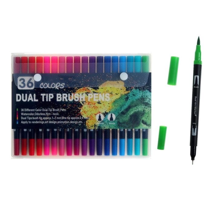 Набор профессиональных маркеров, 36 штук/36 цветов, двусторонний от компании Интернет-магазин "Flap" - фото 1