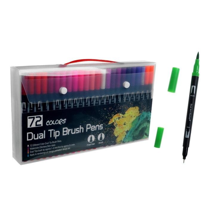 Набор профессиональных маркеров, 72 штуки/72 цвета, двусторонний от компании Интернет-магазин "Flap" - фото 1