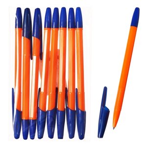 Набор ручек шариковых 8 штук LANCER Office Style 820, узел 0.5 мм, синие чернила на масляной основе, корпус оранжевый