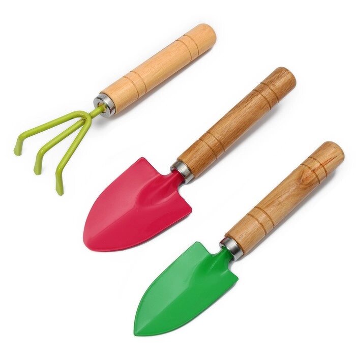 Набор садового инструмента, 3 предмета рыхлитель, совок, грабли, длина 20 см, цвет МИКС, Greengo от компании Интернет-магазин "Flap" - фото 1