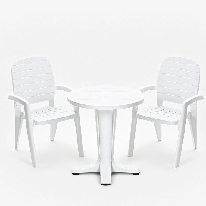 Набор садовой мебели 'Прованс' стол круглый диаметр 65 см + 2 кресла, белый от компании Интернет-магазин "Flap" - фото 1