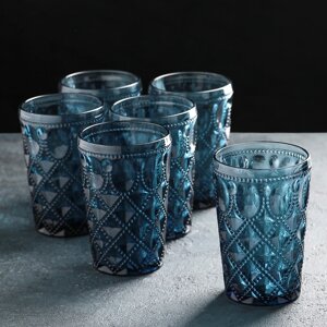 Набор стаканов стеклянных Magistro 'Варьете'465 мл, 8,5x14 см, 6 шт, цвет синий