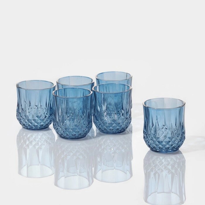 Набор стаканов стеклянных 'Стич', 200 мл, 6 шт, цвет синий от компании Интернет-магазин "Flap" - фото 1
