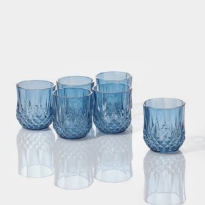Набор стаканов стеклянных 'Стич'200 мл, 6 шт, цвет синий