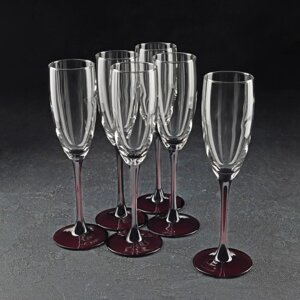 Набор стеклянных бокалов для шампанского 'Домино'170 мл, 6 шт
