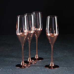 Набор стеклянных бокалов для шампанского 'Электрическая медь'160 мл, 4 шт