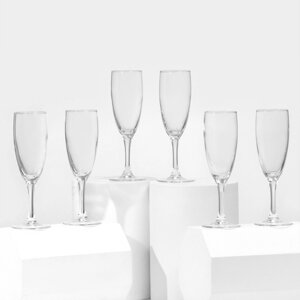 Набор стеклянных бокалов для шампанского 'Французский ресторанчик'170 мл, h18,5 см, 6 шт