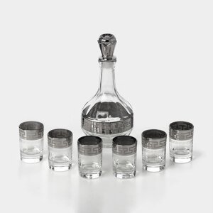 Набор стеклянный питьевой 'Неро'7 предметов графин 500 мл, стопки 50 мл, цвет серебро