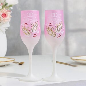 Набор свадебных бокалов 'Совет да любовь'200 мл, розовый