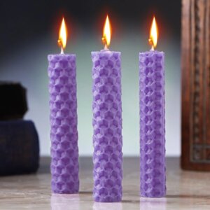 Набор свечей из вощины 'Интуиция и понимание сути'3 шт, 8х1,7 см, 45 мин, фиолетовый