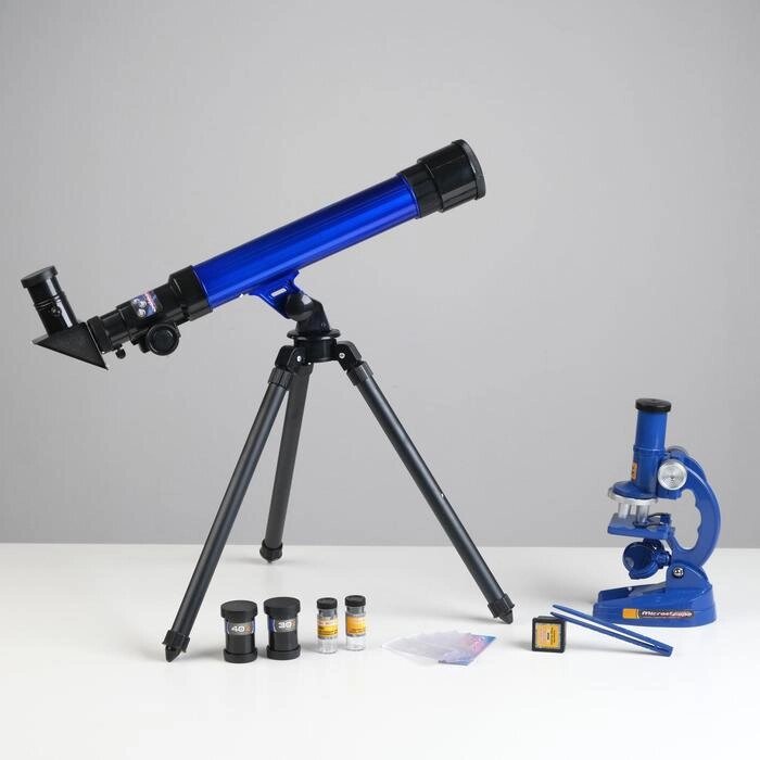 Набор телескоп настольный, три линзы х20, 30, 40 + микроскоп, увеличение х300, 600, 1200 от компании Интернет-магазин "Flap" - фото 1