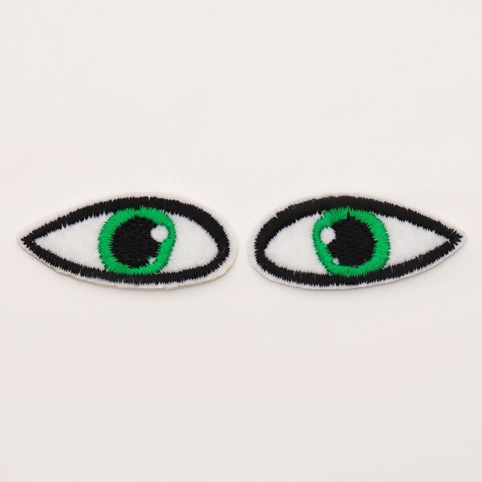 Набор термонаклеек 'Глаза' правый и левый, 1,4 x 3,5 см, овальный, цвет зелёный, 100 шт. от компании Интернет-магазин "Flap" - фото 1