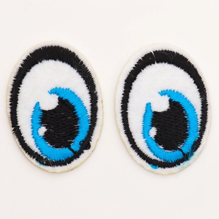 Набор термонаклеек 'Глаза' правый и левый, 2,7 x 2 см, овальный, цвет голубой, 100 шт. от компании Интернет-магазин "Flap" - фото 1