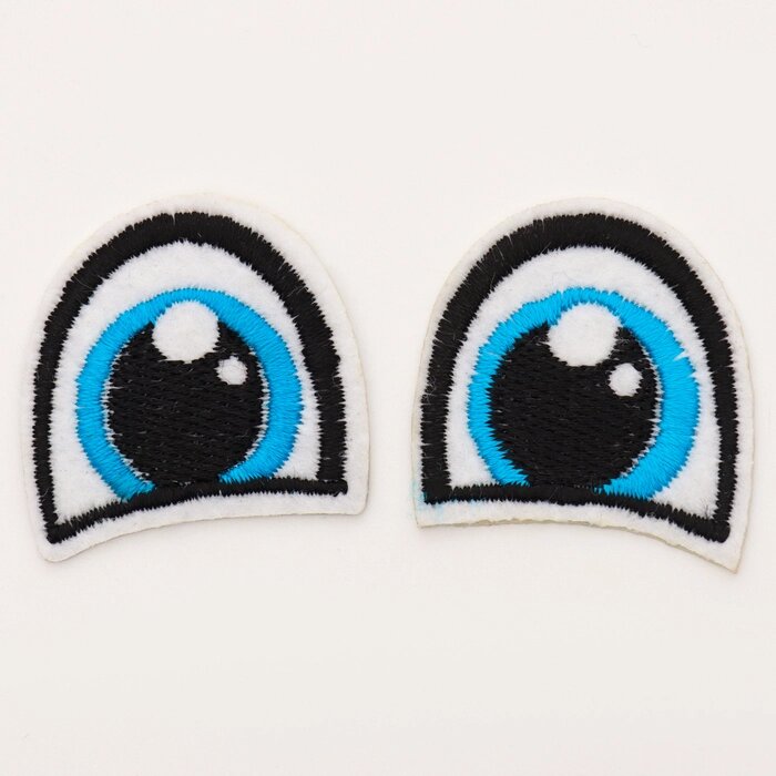 Набор термонаклеек 'Глаза' правый и левый, 3 x 3 см, овальный, цвет голубой, 100 шт. от компании Интернет-магазин "Flap" - фото 1