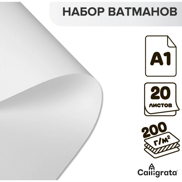 Набор ватманов чертёжных А1, 200 г/м, 20 листов от компании Интернет-магазин "Flap" - фото 1