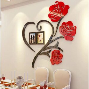 Наклейки интерьерные с фоторамками 'Розы'декор на стену, панно 100 х 100 см