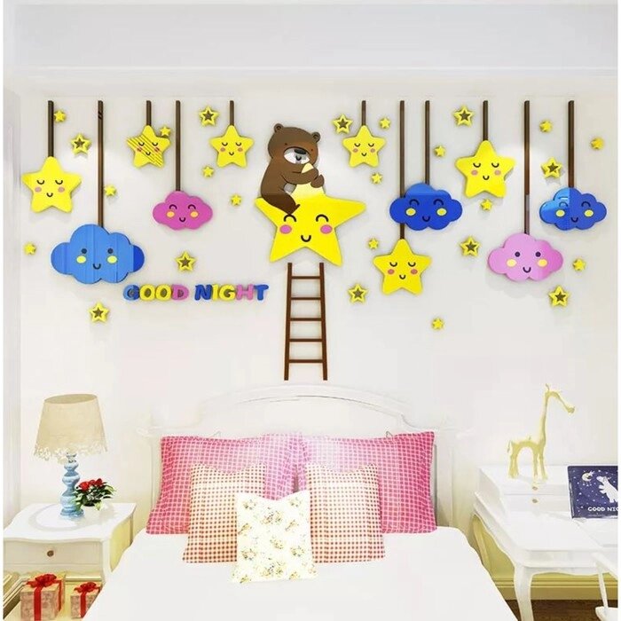 Наклейки интерьерные 'Звезды', детские, декор на стену, панно 120 х 57 см от компании Интернет-магазин "Flap" - фото 1