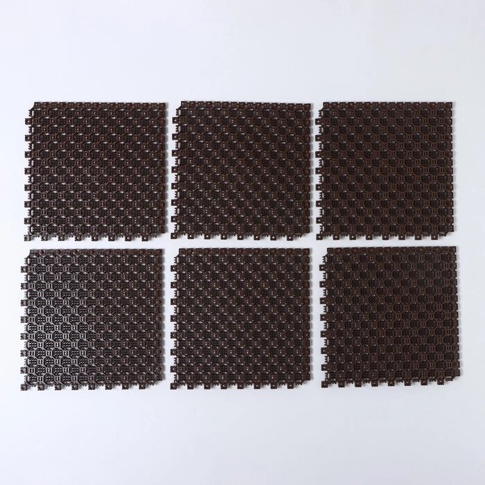 Напольное модульное покрытие Optima Duos, 25x25x1,6 см, 6 шт в упаковке, цвет коричневый от компании Интернет-магазин "Flap" - фото 1