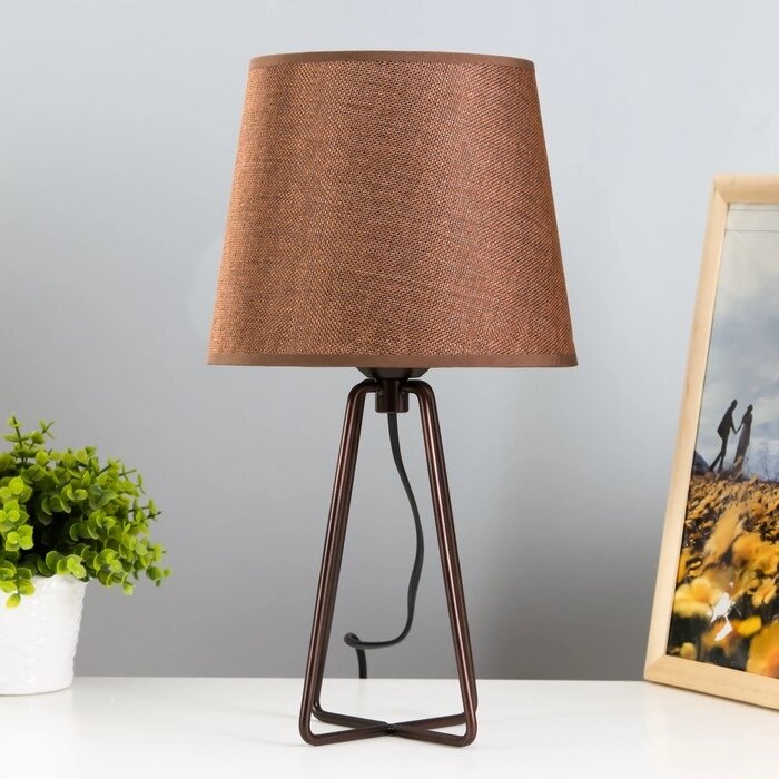 Настольная лампа 'Барре' E27 40Вт коричневый 20,5х20,5х38 см RISALUX от компании Интернет-магазин "Flap" - фото 1