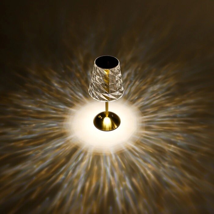 Настольная лампа 'Берта' LED USB АКБ золото 13х13х29 см RISALUX от компании Интернет-магазин "Flap" - фото 1