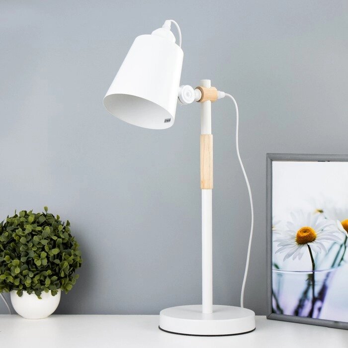 Настольная лампа 'Бертон' E27 40Вт белый 17,5х17,5х54 см RISALUX от компании Интернет-магазин "Flap" - фото 1