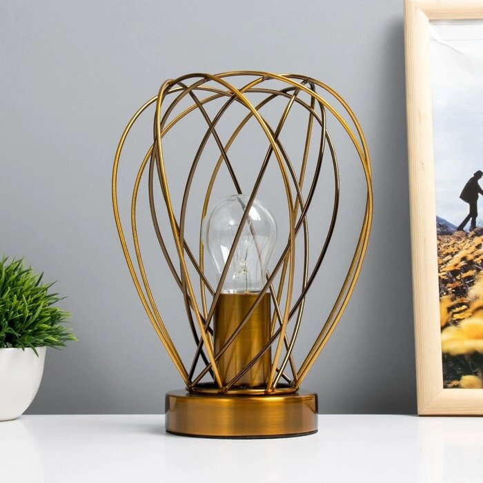 Настольная лампа 'Бигли' Е27 40Вт золото 18х18х20см RISALUX от компании Интернет-магазин "Flap" - фото 1