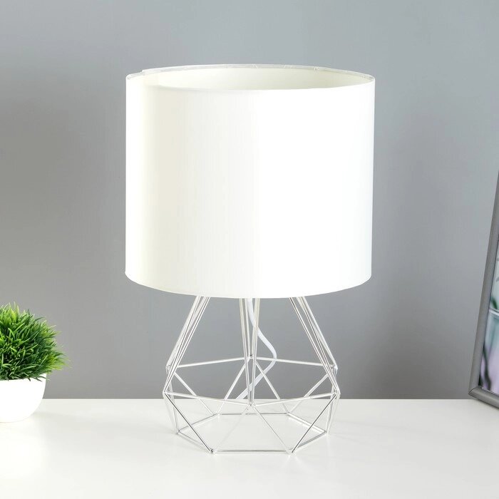 Настольная лампа 'Эндис' Е27 бело-серебристый 25х25х40 см RISALUX от компании Интернет-магазин "Flap" - фото 1