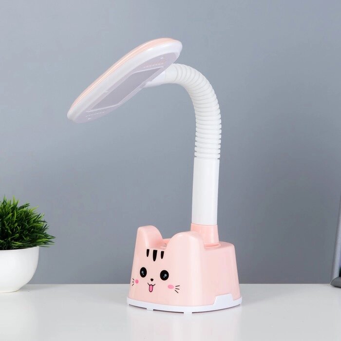Настольная лампа 'Котёнок' LED 3Вт нежно-розовый 11х26х43 см RISALUX от компании Интернет-магазин "Flap" - фото 1