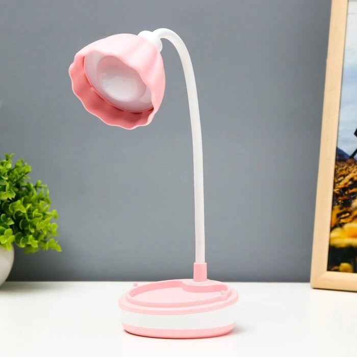 Настольная лампа 'Лайни' LED 2Вт USB АКБ розовый 10,5x10,5x37 см RISALUX от компании Интернет-магазин "Flap" - фото 1