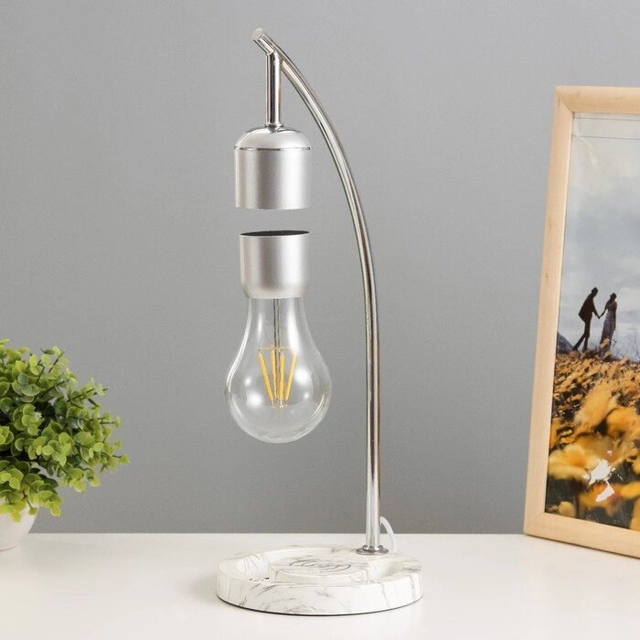 Настольная лампа 'Левитация' LED 5Вт от сети (1,5м) серебро 16х10х36,7 см RISALUX от компании Интернет-магазин "Flap" - фото 1