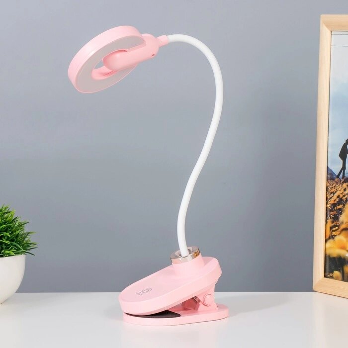 Настольная лампа на прищепке 'Блум' LED 3Вт АКБ USB розовый 8х12х42,5 см RISALUX от компании Интернет-магазин "Flap" - фото 1